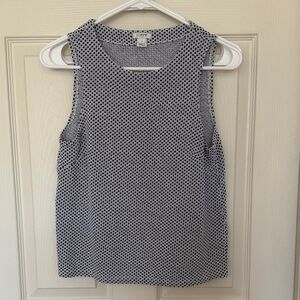 J. Crew Navy and White Printed Sleeveless Tank